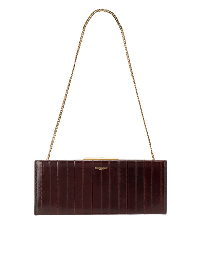 Small Midnight Clutch, &pound;650, Handbags, Burgundy, Leather, Front view